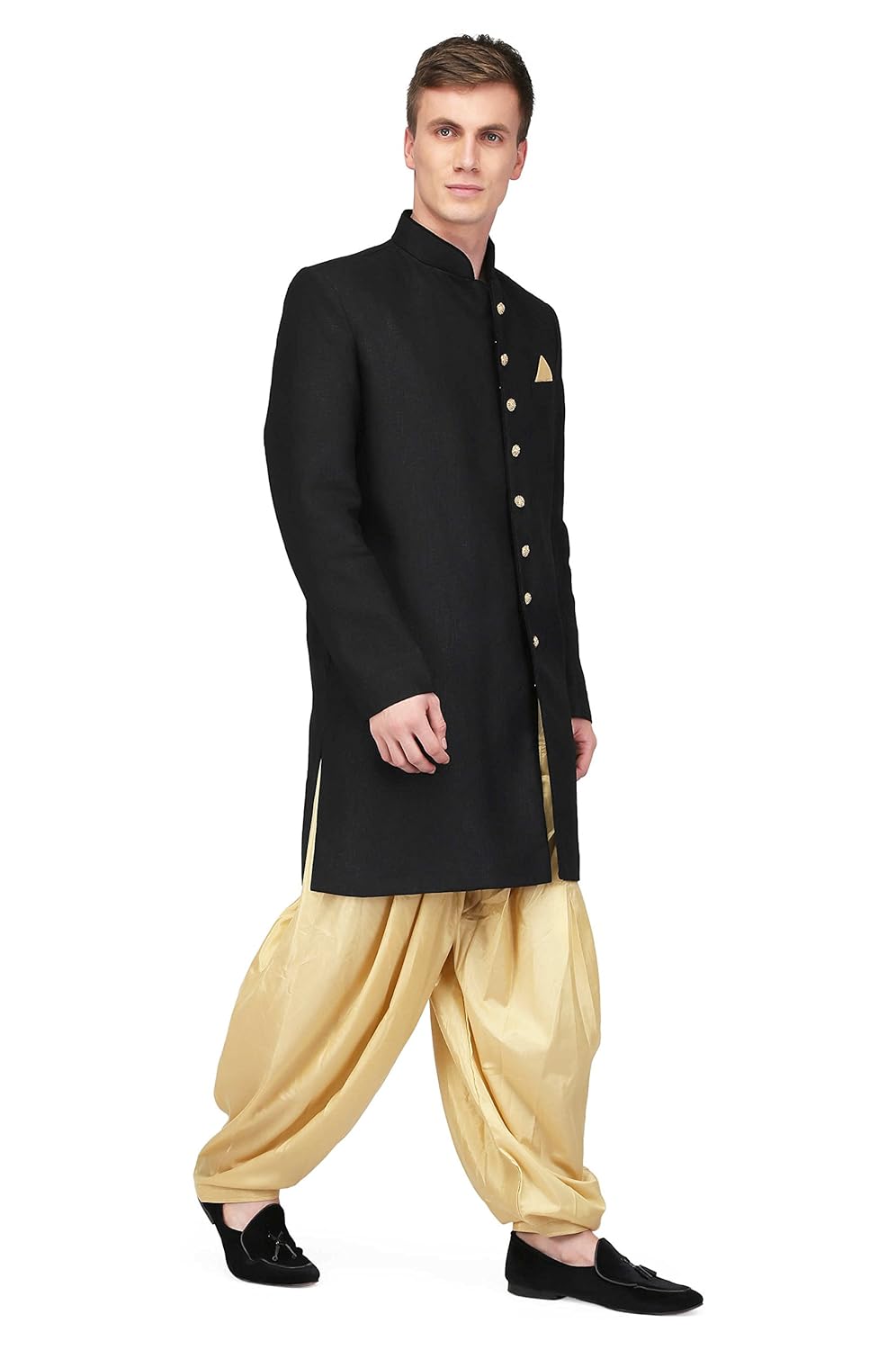 pret a porter sherwani stiched band gala jacket with salwar