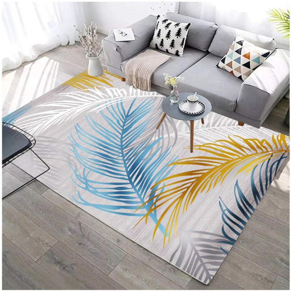 Pgron Durable Carpet Stylish Rugs Colored feather print design style decorated bedroom soft carpet,80×120cm