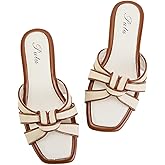 Putu Women's Flat Sandals Square Toe Slide Sandals Braided Sandals for Vacation