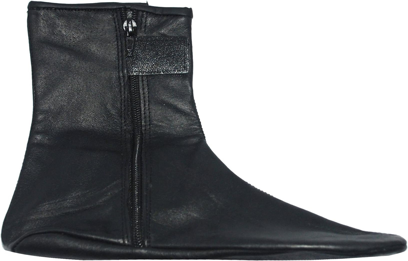 MuslimClothing Men's/Women's Zipper Halal Leather Sunnah Khuff Socks Leather Sock for Mosque - Soft Goat Skin (12 Men (14 Women)) Black