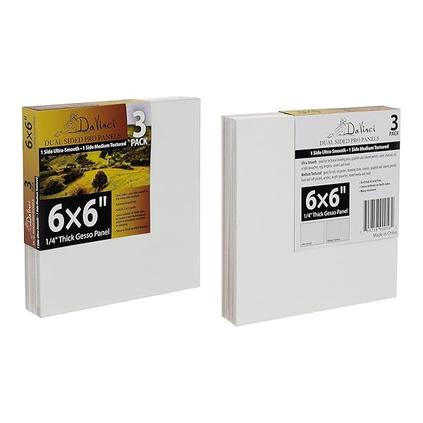 JERRY’S ARTARAMA DA VINCI DUAL SIDED PRO PANEL BOARD – 3-PACK, 6X6″ 6MM DEEP PANELS FOR PAINTING – ARCHIVAL, ACID-FREE ART SUPPLIES – ULTRA-SMOOTH & MEDIUM TEXTURED PAINT SURFACES