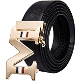 Dubulle Designer Ratchet Belt for Men Leather Fashion Adjustable Automatic Buckle Sliding Removable Dress Casual