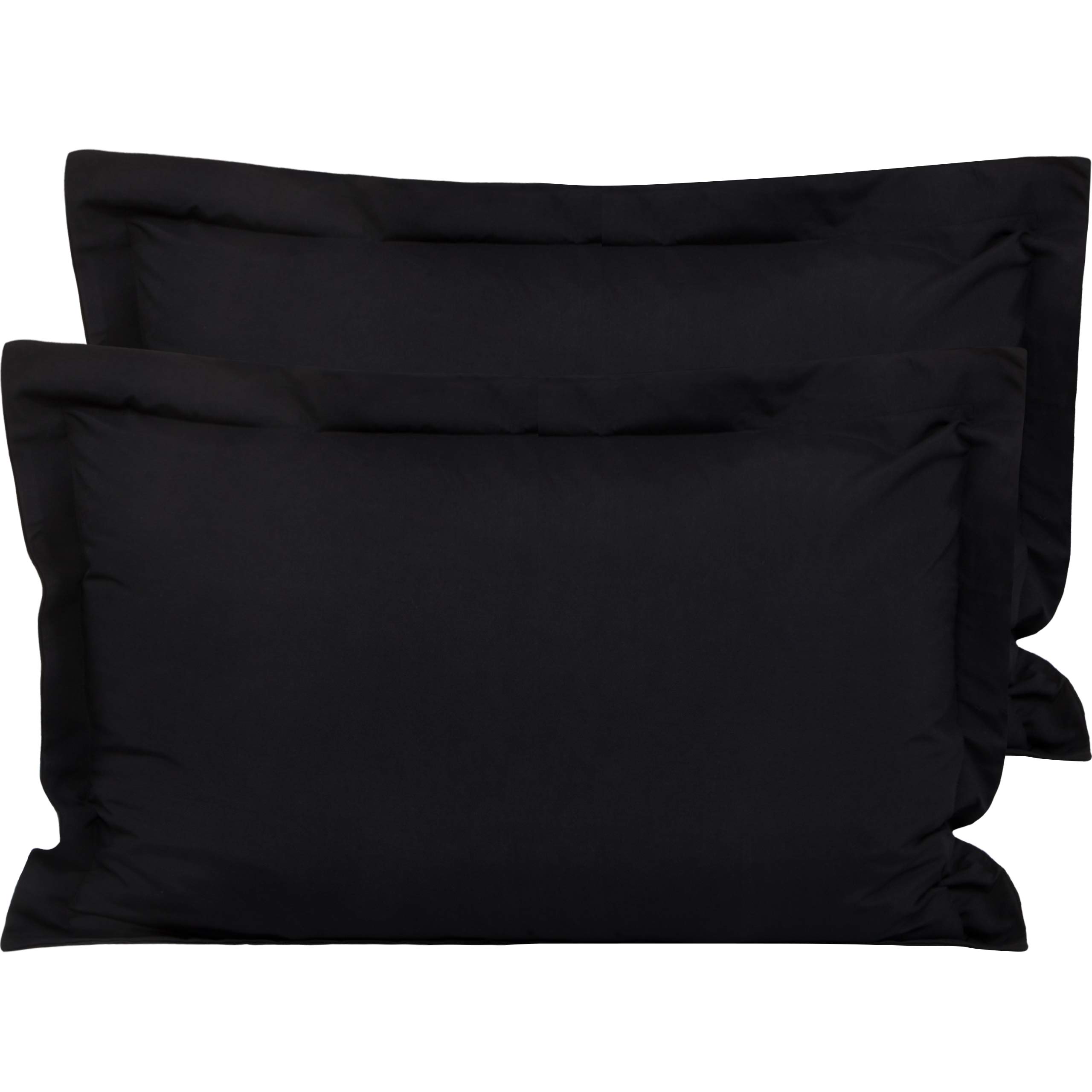FLXXIE 2 Pack 100% Brushed Microfiber 1800 Oxford Pillowcases, Stain Fade and Wrinkle Resistant, Soft and Cozy King Oxford Pillow Cases | Hotel Quality Pillow Shams, Black, 50x90 cm