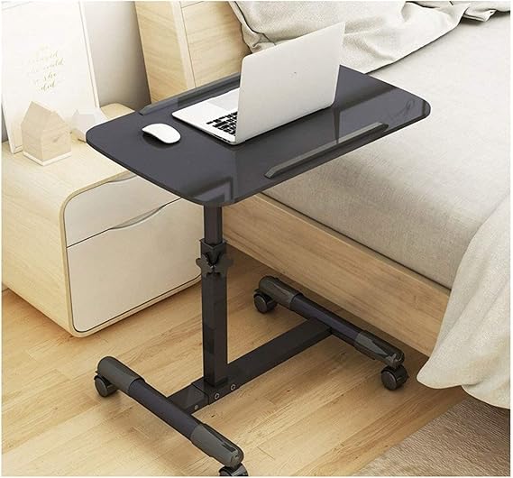Mobile Laptop Desk Overbed Table With Wheels Adjustable Laptop Stand