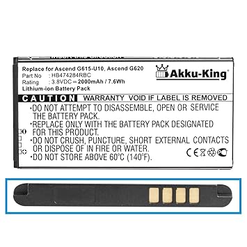 Akku-King Akku ersetzt Huawei HB474284RBC - Li-Ion 2000mAh - für Ascend G521, G615, G620, Y550, Y625, Y635