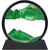 Mvxctfi Green Moving Sand Art Decor - Round Glass Desk Decor with Liquid Motion, 3D Deep Sea Sandscape, Relaxing Desktop & Home Decoration-10 Inch