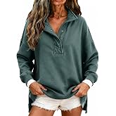 Mock Neck Sweatshirt for Women Oversized Casual Button Henley Neck Pullover | Long Sleeve Button Henley Neck Pullover Tops Fashion 2026 Mockneck Sweatshirts Oversized Fashion Fleece Pullover Sweatshirts