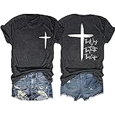 Christian Shirts for Women Faith Bible Verse Cross Graphic Tee Top Inspirational Jesus Short Sleeve Casual T-Shirt