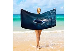 XYMZR Large Beach Towel Orca Wild, 74" x 37", Cool Design, Sand Proof, Lightweight - Fit for Beach Swimming Pool Gym