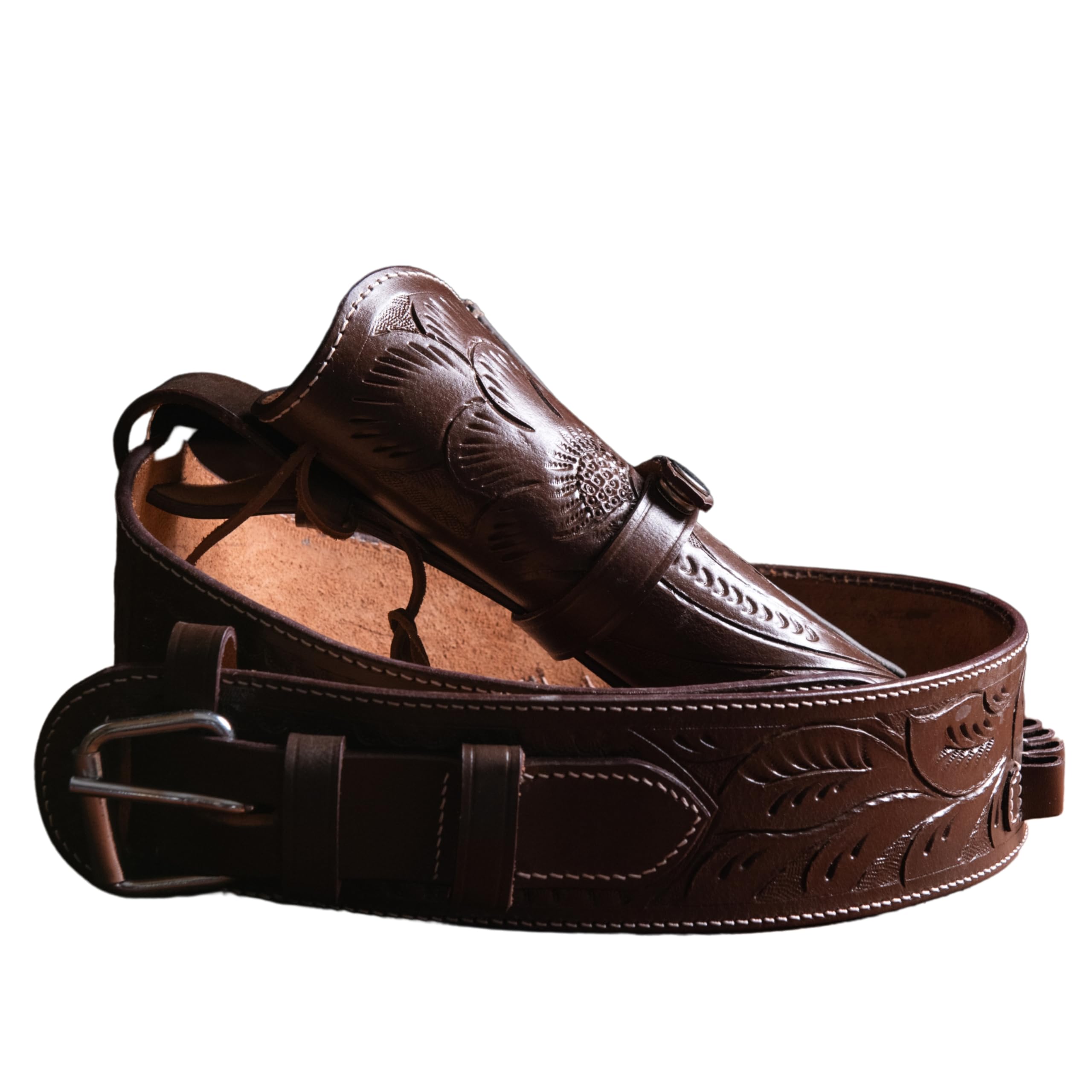Photo 1 of Hulara Genuine Leather Western Gun Belt Concealed Carry Gun Holster Belt for Men Women Cowboy Costume Revolver Holster Pistol Tactical Hoslter