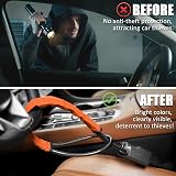 Tevlaphee Upgraded Steering Wheel Lock High Visibility 3 Keys Orange view 3