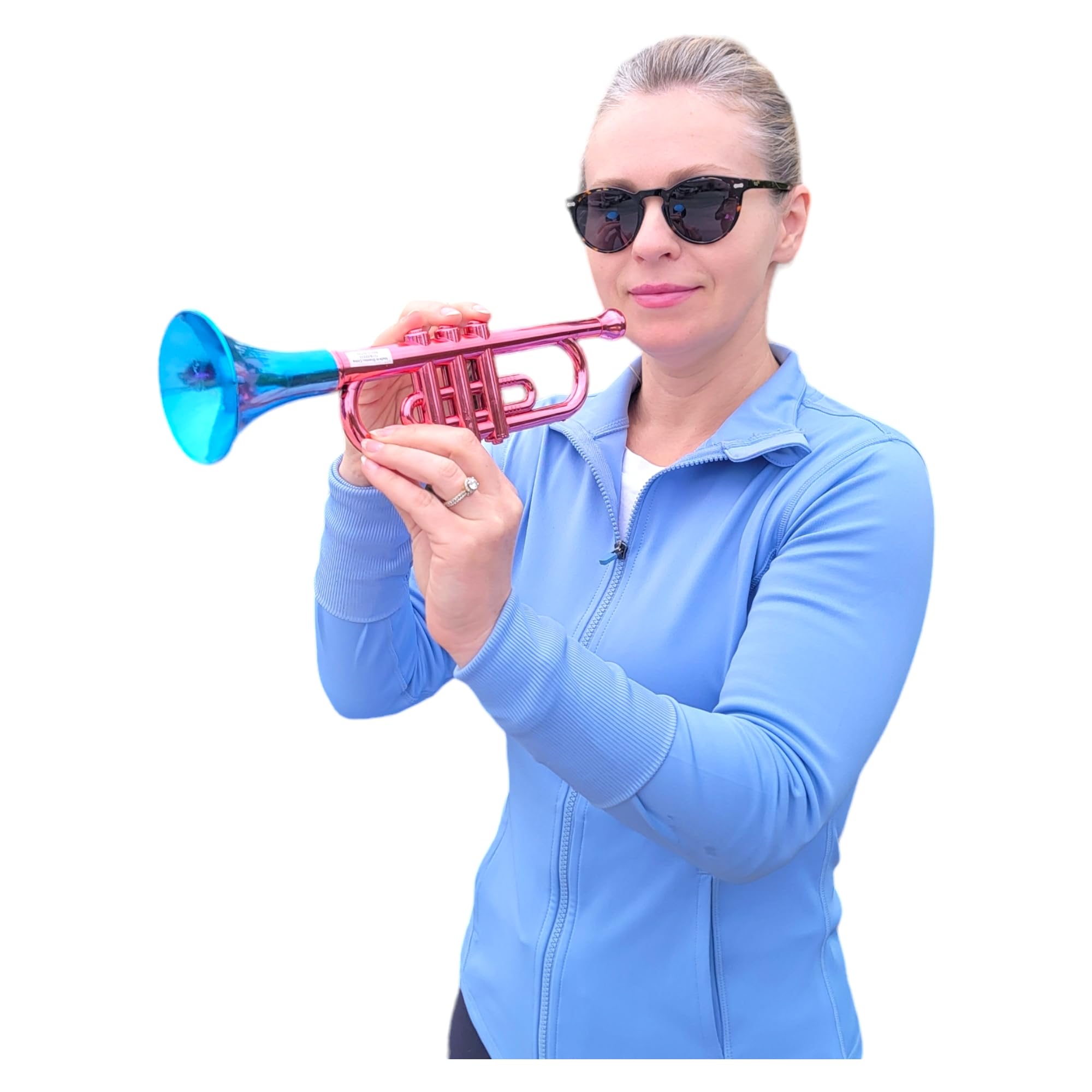 Metallic Trumpets (13 Inch) Plastic Noisemaker Music Toys for Kids Instruments Noise Makers for Birthday Parties Favors Sports Mardi Gras (1 Metallic Trumpet (Random Color))