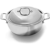 All-Clad D3 3-Ply Stainless Steel Dutch Oven 5.5 Quart Induction Oven Broiler Safe 600F Pots and Pans, Cookware Silver