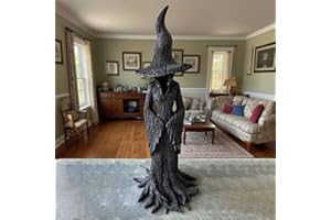 Airbil Hand-Painted Enchanting Witch Statue: The Guardian of Your Home, Cracker Barrel Witch Garden Statue, Retro Gothic Resin Witch Figurines Desktop Ornament for Halloween Home Outdoor