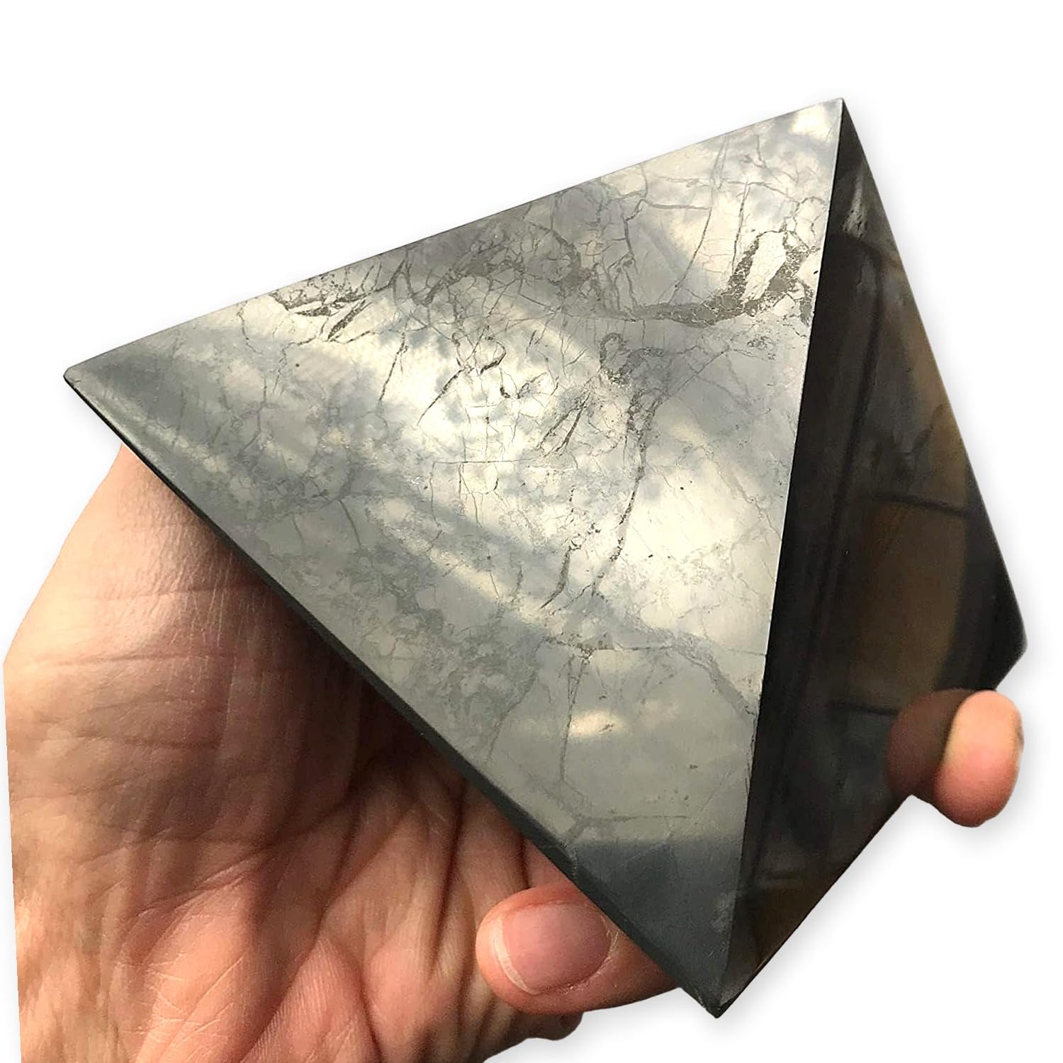 TENET - NATURAL SHUNGITE STONE 100% russia (PYRAMID GLOSS 9X9 CM)
