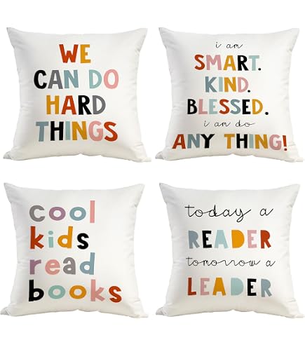 HIWX Rainbow Pillow Cover, You Are Amazing Inspirational Quote Decorative Throw Pillowcase, Classroom Boho Sun For Girls Nursery Decor 18 X 18