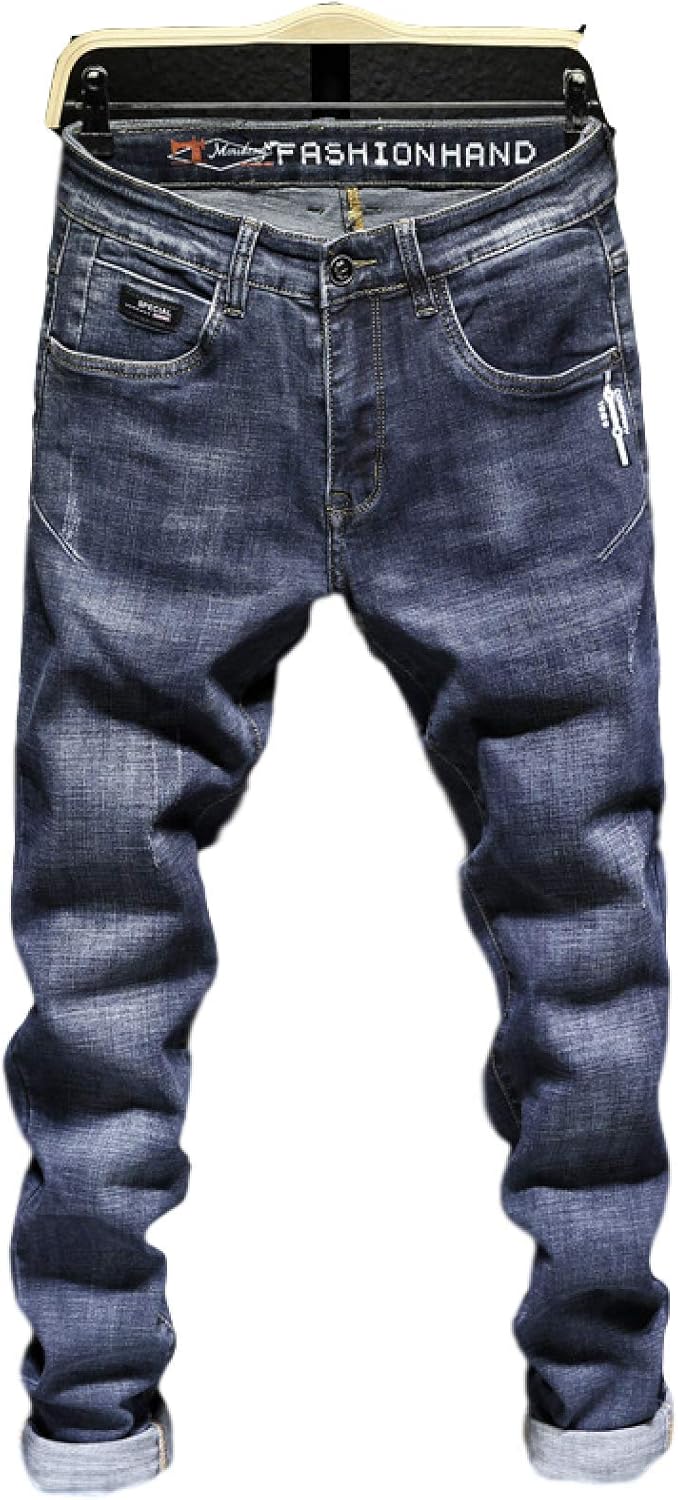 Pantalones Vaqueros para Hombre Pantalones de Mezclilla Ajustados con Agujeros elásticos Suaves Pantalones Vaqueros para Hombre Pantalones de Mezclilla Ajustados con Agujeros elásticos Suaves