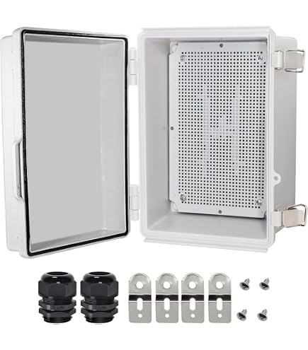 BBTEQEKN IP66 Waterproof Electrical Junction Box – 16" X 12" X 7.1" ABS Enclosure With Hinged Shell & Mounting Plate