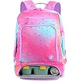 J World New York 2-in-1 Insulated Backpack Lunch Box for Kids. Adult School Bookbag, Confetti