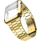 Wolait Compatible with Apple Watch Band 49mm 46mm 45mm 44mm 42mm 38mm 40mm 41mm,Stainless Steel iWatch Bands with Screen Protector Cover for Apple Watch Series11/10/9/8/7/6/4/Ultra3/SE3/2/1 Women Men