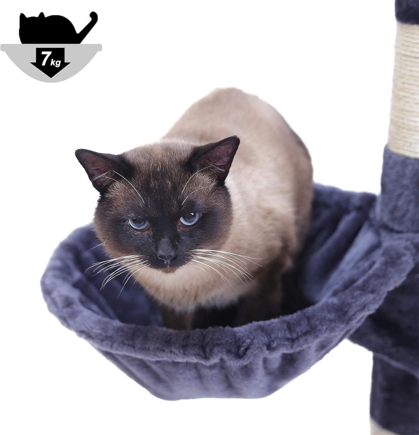 Hey-brother 65" Extra Large Multi-Level Cat Tree Condo Furniture with Sisal-Covered Scratching Posts, 2 Bigger Plush Condos, Perch Hammock for Kittens, Cats and Pets (Smoky Gray) MPJ030G : Pet Supplies