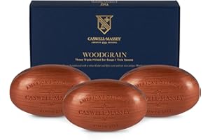Caswell-Massey Triple Milled Heritage Woodgrain Sandalwood Three-Soap Set, Scented & Moisturizing Bath Soap, Made In The USA, 3 Count (Pack of 1)