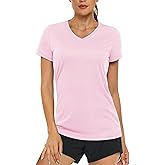 MAGCOMSEN Women's T Shirts Short Sleeve Workout Tops UPF 50+ Sun Protection V-Neck Moisture Wicking Quick Dry Tee