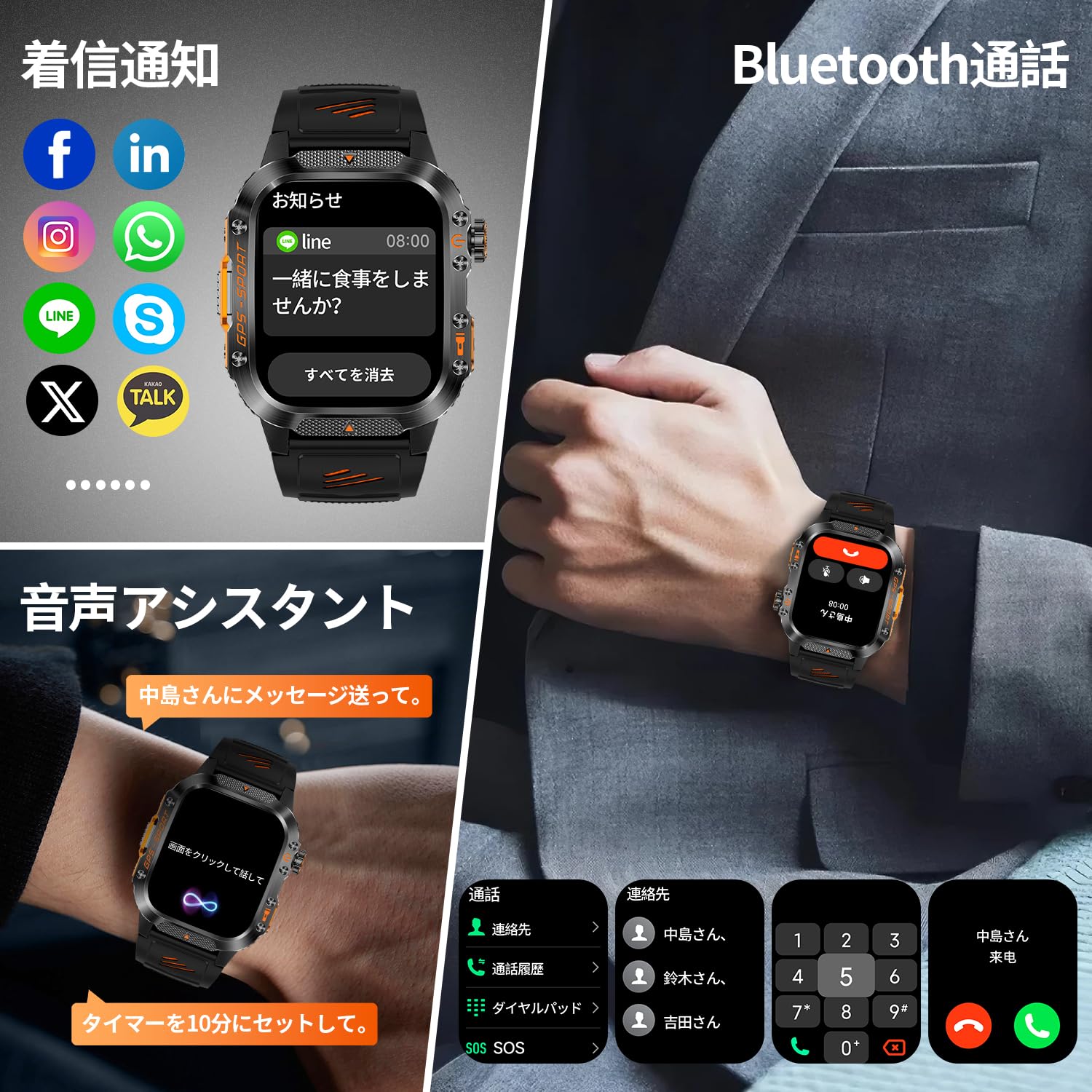 Mstopone Smart Watch (2025 Model, Equipped with ChatGPT, GPS Motion Trajectory Record), 2.01-inch Large Screen, Military Standard, High Brightness Flashlight, IP68 Waterproof, Shockproof, Sports Watch, 100+