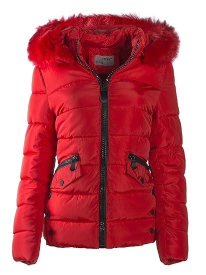 S'West Gesteppte Damen Winter WARME Jacke Mantel Kapuze MIT Fell ABNEHMBAR