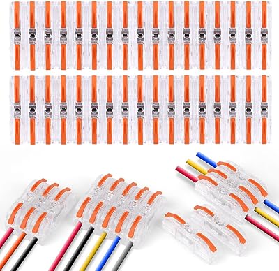 flintronic 34Pcs Wire Connectors 2 Pin Peel-free Push-Type Quick Splice 18-22AWG