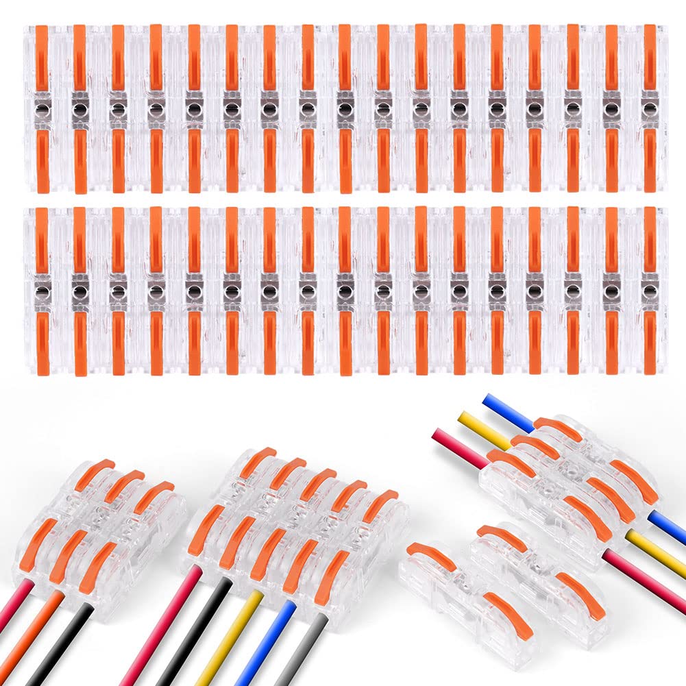 flintronic Wire Connectors, 34Pcs Quick Dual Wire Terminal Block, 2 Pin Peel-free Push-type Design Connectors, 18-22AWG Wire Quick Splice Connector Wire Crimp Terminal Wire Connector — image 1