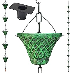 8.5FT Bell Iron Rain Chains for Gutter and Rain
