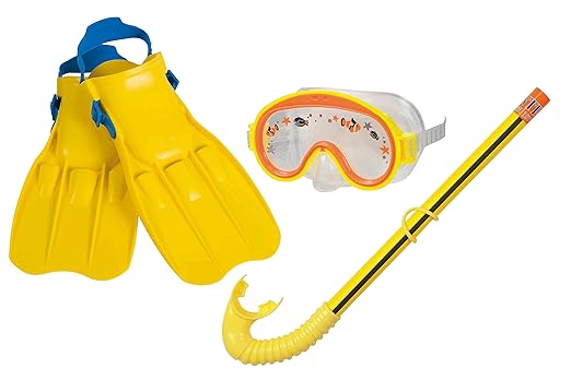 title=Intex 55951- Maschera con Pinne e Boccaglio Swim Set Adventure, Giallo