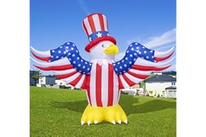 POPTREND 7 FT 4th of July Inflatable Decorations,American Flying Bald Eagle Decor with Build-in LEDs,Blow Up Yard Decoration Patriotic Independence Day Inflatables for Party Indoor, Outdoor, Lawn, Garden Decor