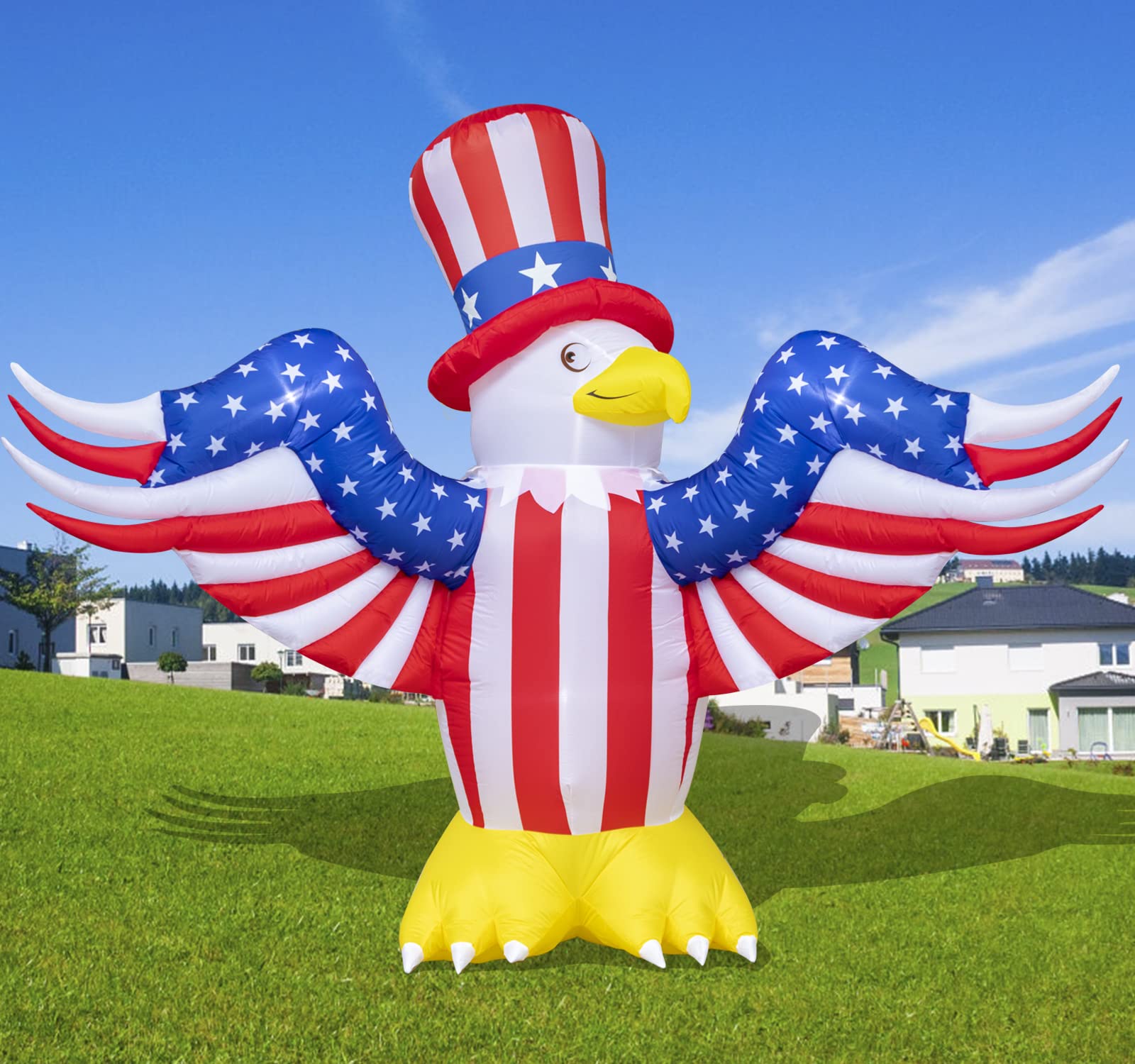 Photo 1 of 7 FT 4th of July Inflatable Decorations,American Flying Bald Eagle Decor with Build-in LEDs,Blow Up Yard Decoration Patriotic Independence Day Inflatables for Party Indoor, Outdoor, Lawn, Garden Decor