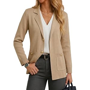 Cicy Bell Womens Sweater Blazers Business Casual Long Sleeve Work Cardigan | Open Front, Dressy Casual, Knit Suit Jackets, Bu