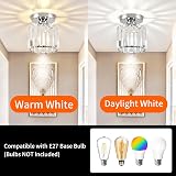 ZYDTRIP Small Crystal Ceiling Light Silver Modern LED Fixture 5.9x5.9 in view 6