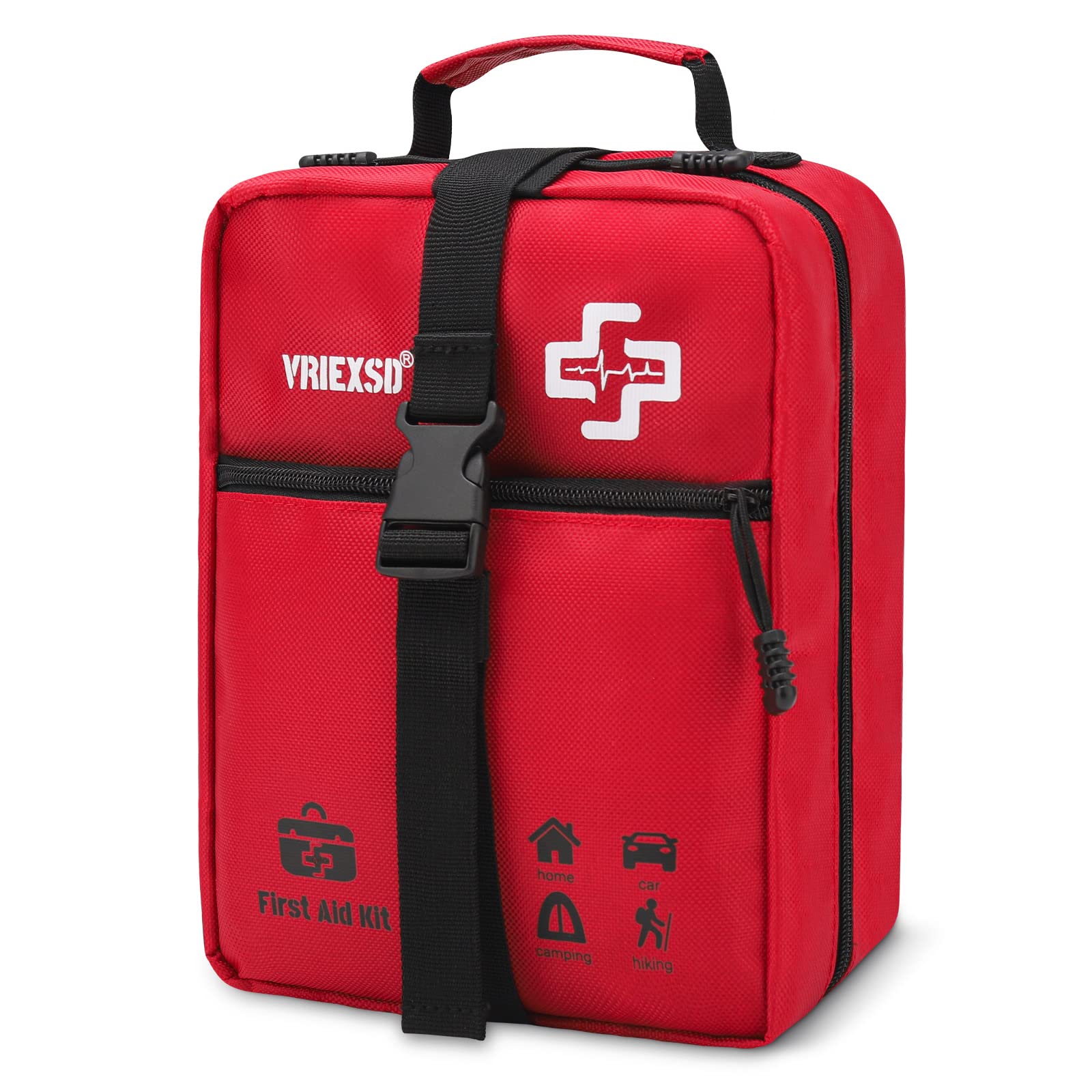 400 Piece Large First Aid Kit Premium Emergency Kits for Home, Office, Car, Outdoor, Hiking, Travel, Camping, Survival Medical First Aid Bag, Red