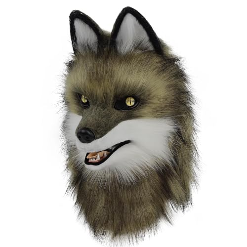 HAOAN Furry Dog Mask Animal Full Head Wolf Fox Realistic Masks for ...