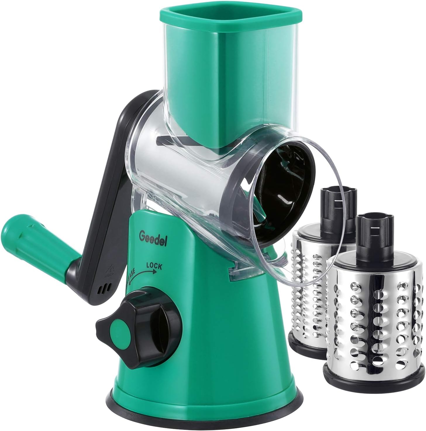 Rotary Cheese Grater, Vegetable Slicer with Three Drum Blades