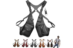 Alkyne 2024 New Anti-Theft Leather Harness, Brown Leather Double Shoulder Bag With Pocket, Retro Underarm Shoulder Holster Bag