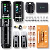 Dragonhawk L3 Wireless Tattoo Kit Mcore-L3 Motor | Complete Tattoo Gun Kit Pen Machine, 7 Strokes Length, 2 Batteries 2,000mAh Power Supply with Extra Battery RCA Jack Part