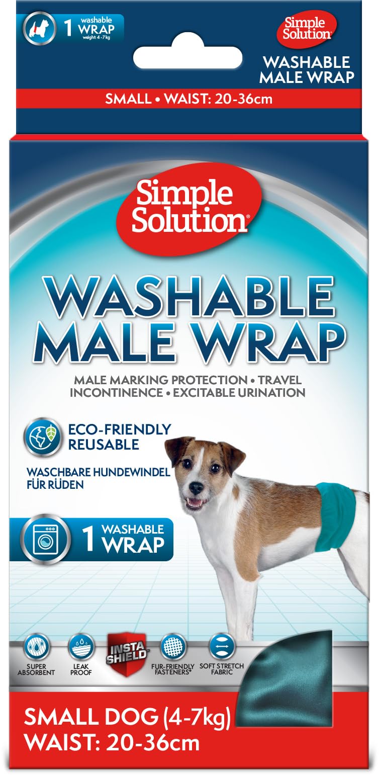 Simple Solution Washable, Re-Useable Absorbent Male Wraps with Leak Proof Fit for Excitable Urination, Incontinence or Marking - 1x Medium Diaper