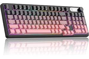 MageGee GK960 Wireless Gaming Keyboard, RGB Tri-Mode Wired/BT/2.4G Creamy Keyboard with Number Pad, 4000mAh Battery, Knob Con