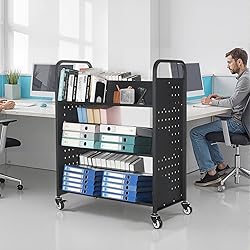 VEVOR Rolling Library Book Cart, 330 lbs