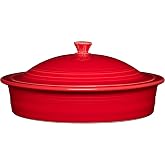 Fiesta&reg; Small Round Covered Casserole, 1.4qt. (10") &ndash; Durable Ceramic, Lead-Free, Dishwasher/Microwave/Oven Safe &ndash; Made in USA Dinnerware - Scarlet