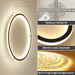 19.68 Inch Flush Mount Ceiling Light, 40-60W Round
