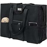 TOPDesign Utility Water Resistant Tote Bag with 13 Exterior & Interior Pockets, Top Zipper Closure & Thick Bottom Support