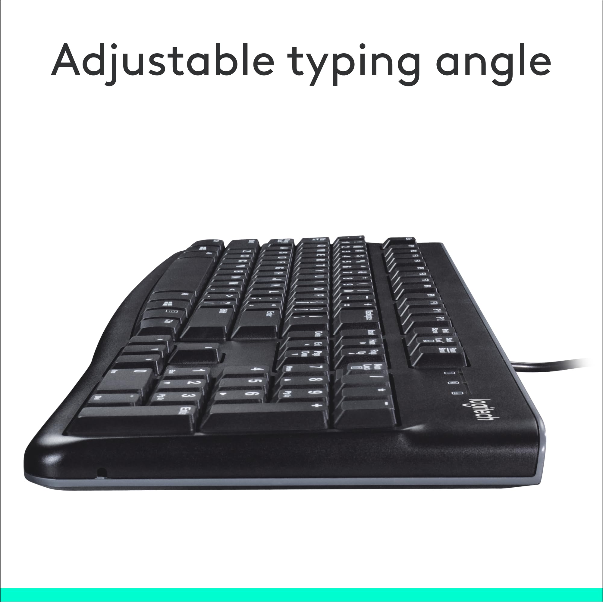 Logitech K120 Wired Keyboard for Windows, USB Plug-and-Play, Full-Size, Spill-Resistant, Curved Space Bar, Compatible with PC, Laptop, QWERTY UK English Layout - Black