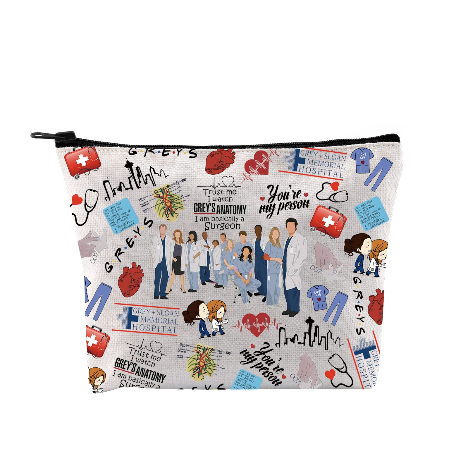 TV Show Inspired Gift Doctor Anatomy Fans Merchandise Zipper Pouch Funny Doctor Makeup Bag Gift for Women Girls (Anatomy TV Pattern Bag EU)
